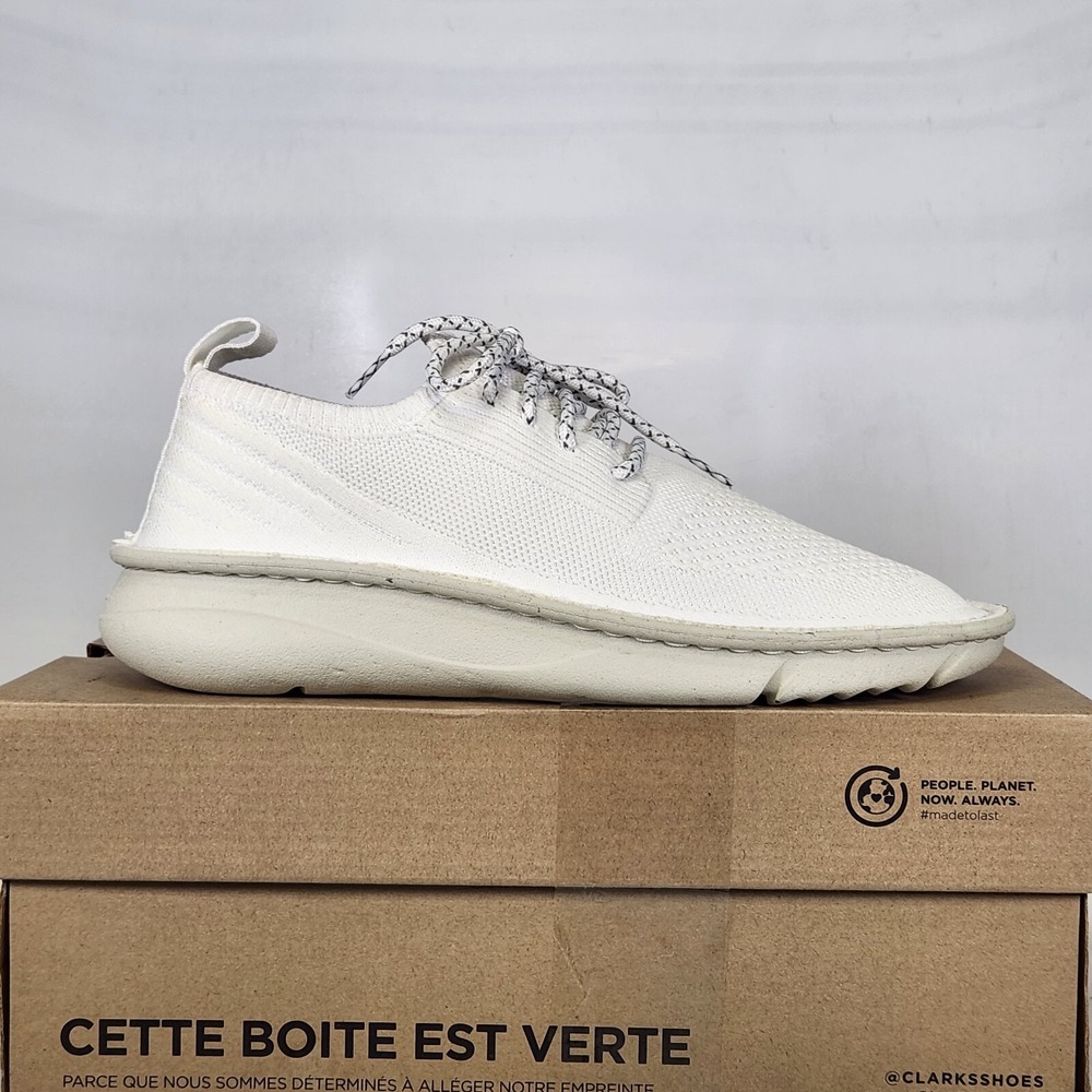 Clarks Origin2 Sneakers Women Size 7 White Knit Lightweight Breathable Shoes